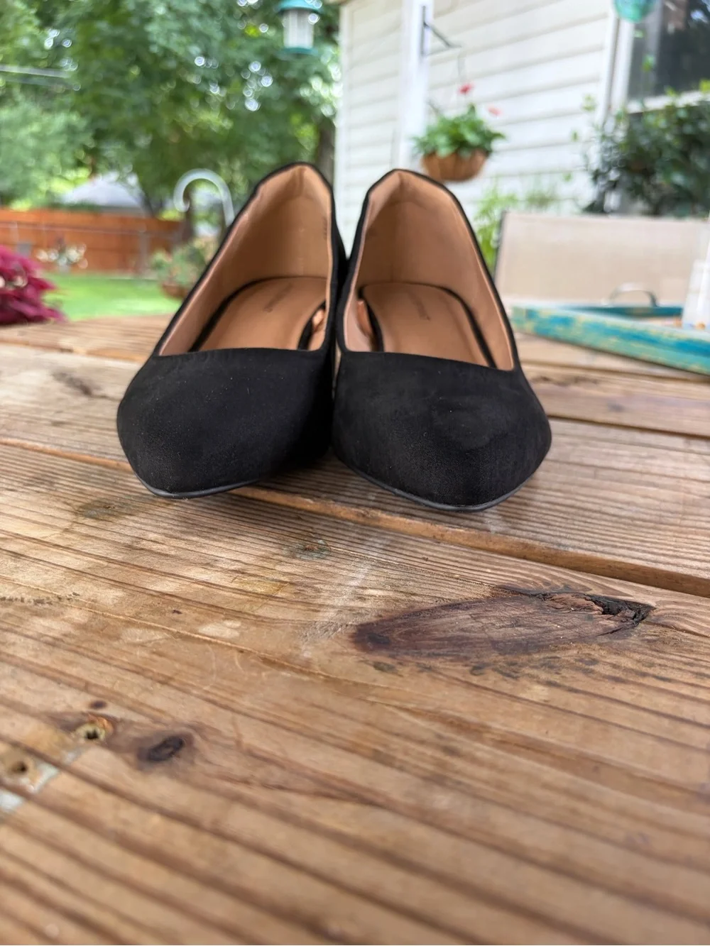 Lane Bryant Black Suede Low Block Heel Pumps in 10W.
